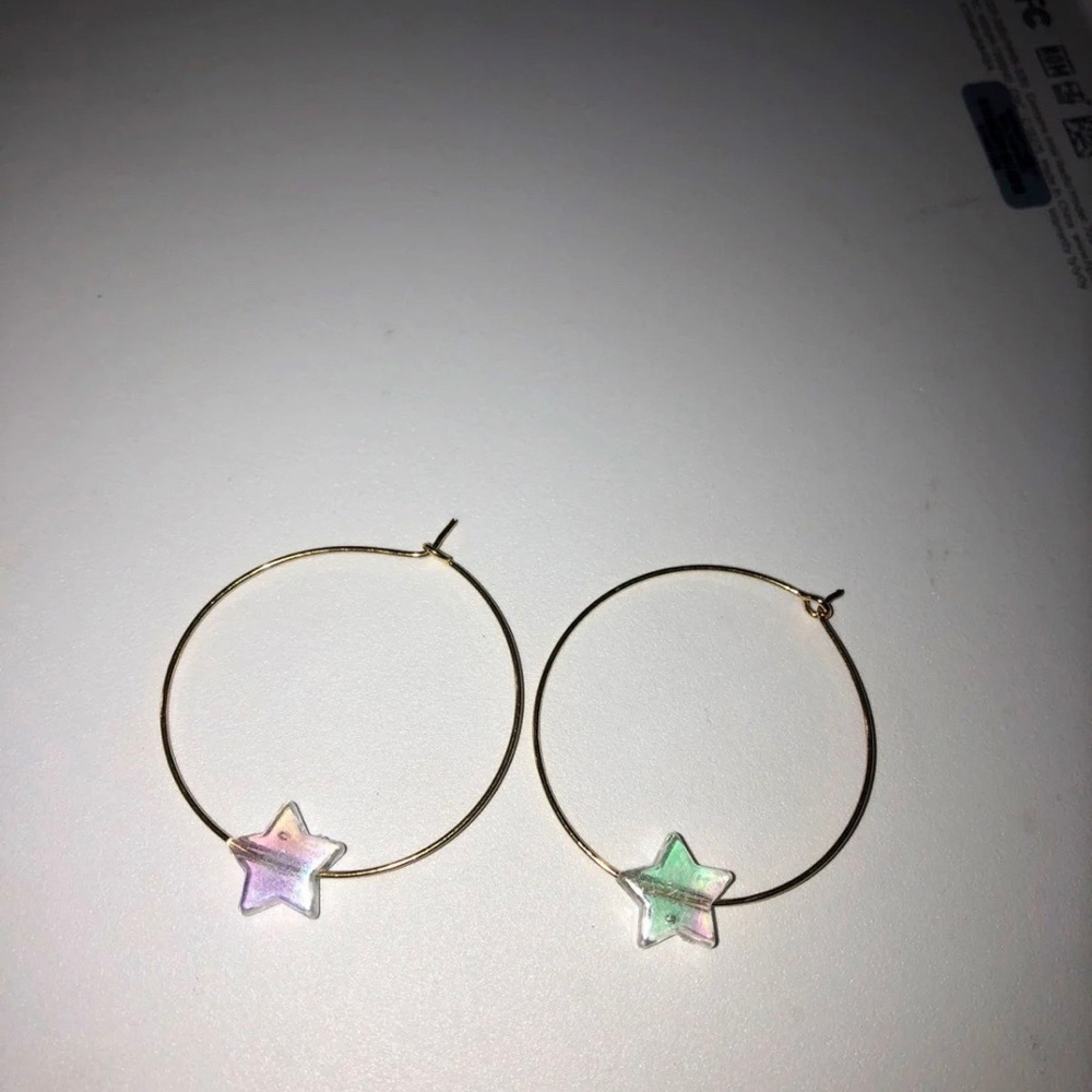 Handmade Iridescent Star Hoops